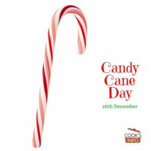 A red and white striped candy cane