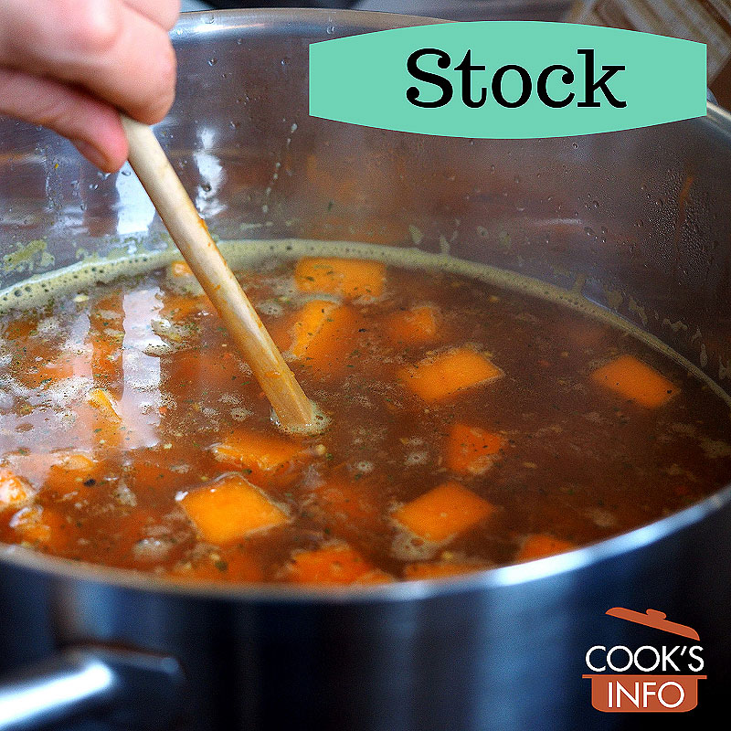 Soup stock in pot