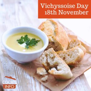 Vichyssoise in small bowl with bread