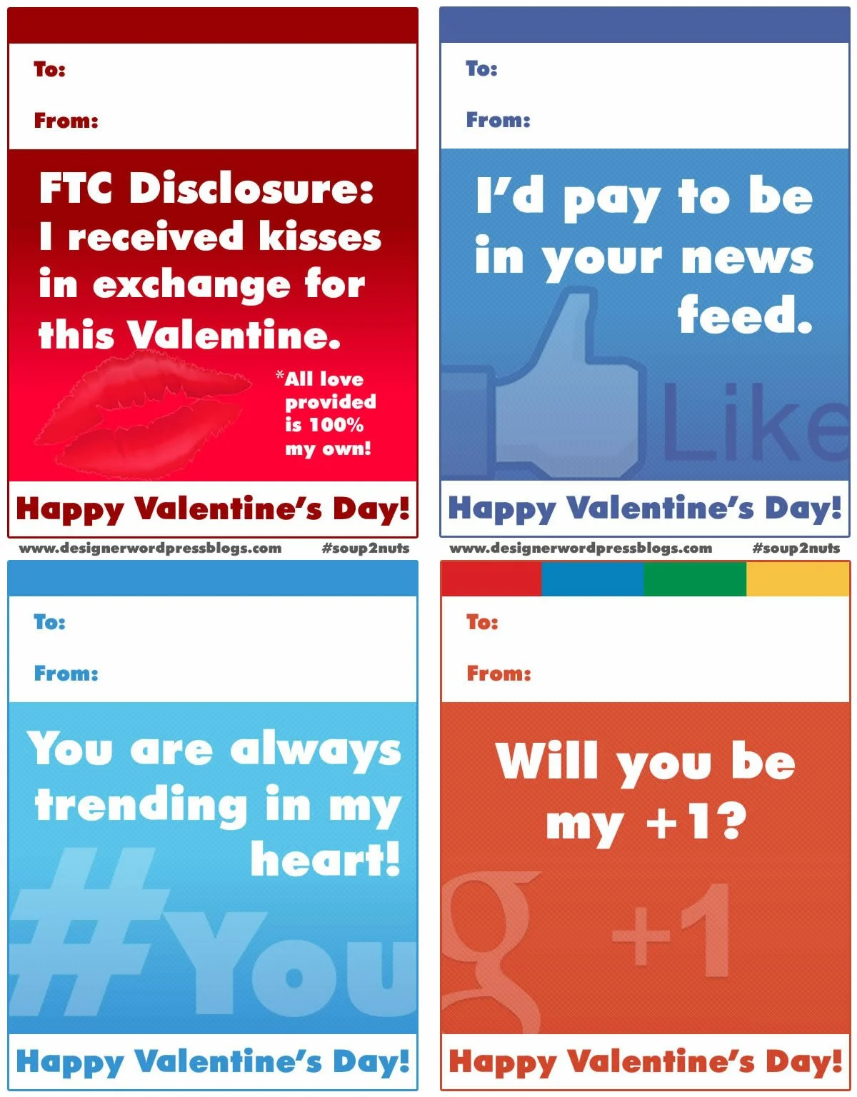 Valentines for the blogging and social media nuts in your life! #soup2nuts #valentines