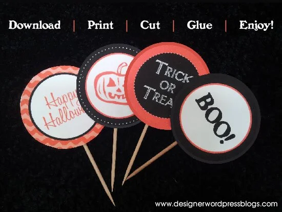 Free printable halloween cupcake toppers - download, print, cut, glue and enjoy!